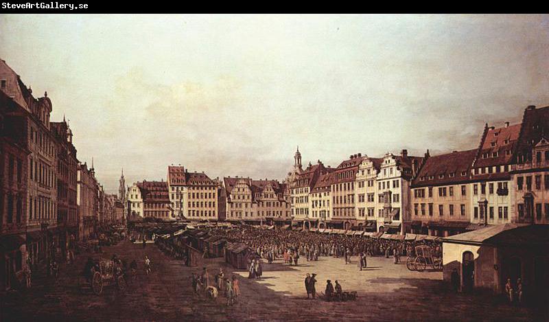 Bernardo Bellotto Ansicht von Dresden, Der Altmarkt von der Seegasse aus